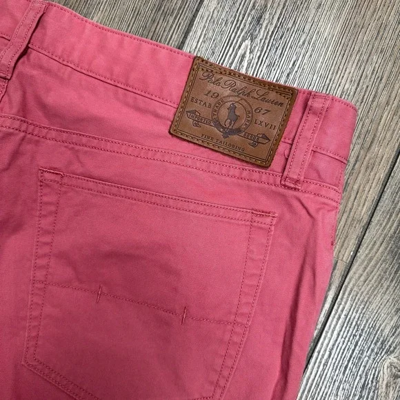 Polo Ralph Lauren Mens Slim Straight Fit Pink Stretch Cotton Pants 34x32 - Picture 6 of 12